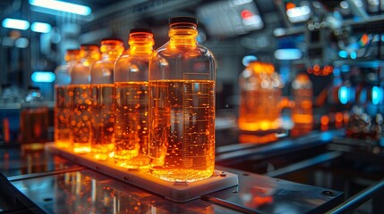 Aufkleber - On an engineer's desk, a 3D printer is printing a model made of plastic. Bottles with polymer resin are sitting near the printer. 3D printing is used for prototyping of parts in industries.