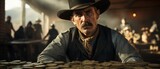 Fototapeta Most - A wild west town where bullets are made of gold and the sheriff s badge is the most valuable diamond, a mysterious outlaw plans the ultimate bank robbery  Color Grading Complementary Color