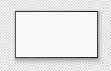 Realistic TV screen PNG. Modern stylish LED LCD panel. Large computer monitor display mockup. Blank TV template. Vector illustration of a plasma TV monitor on a transparent background.