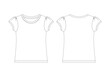 © Lovely - GIRLS BASIC ROUND NECK PUFF SLEEVE TOPS FRONT & BACK - Technical Flat Sketches, Front & Back, Silhouette, Mockup, Outline, Drawing Template,