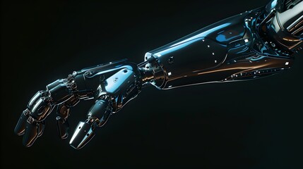 Aufkleber - Futuristic Robotic Arm, Close-up View. Concept of Advanced Technology. Cybernetic Organism Detail, Engineering and Innovation. Representing AI Developments and Robotics. AI