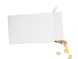 Wall Mural - Pouring tasty cereal rings from paper box on white background