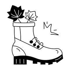 Canvas Print - A modern doodle icon of boot 