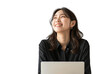 East Asian Woman Smiling with Laptop