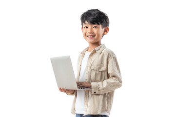 Young Boy with Laptop Smiling