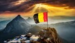 The Flag of Belgium On The Mountain.