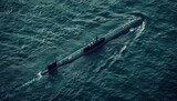 Fototapeta Do akwarium - Military nuclear submarine launches torpedo missile in vast expanse of open ocean