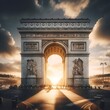 Beautiful view of arc de triomphe in paris