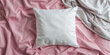 © Planetz - white square pillow mockup on  bed sheet,