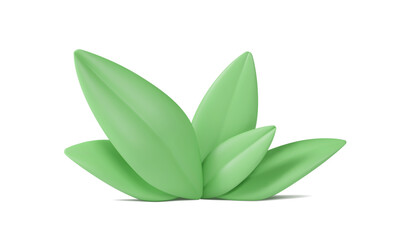 3d bush of leaves in plastic style. green grass, garden foliage, herbal three dimensional element. i