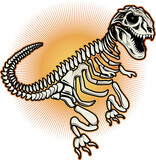 Fototapeta  - Dinosaurier Skelett Tyrannosaurus Rex Dino Fossil im Comic Stil gezeichnet schwarz weiß mit strahlenden gelben Hintergrund