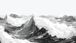 Render illustration digital painting big waves in the