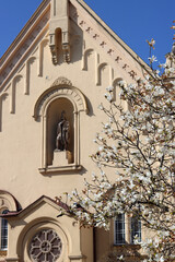 Wall Mural - Close up photo of church of St. Stephan of Hungary in Bratislava, Slovakia on sunny spring day. 