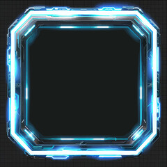 a futuristic frame with blue lights on a black background