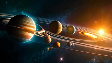 Wall Mural - Video animation of Majestic Solar System Panorama