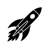 Fototapeta  - Rocket ship icon. Space travel. Start up business concept. Creative idea symbol. Flying cosmos shuttle, rocket ship taking off.