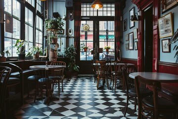 Interior of an empty cafe in the city