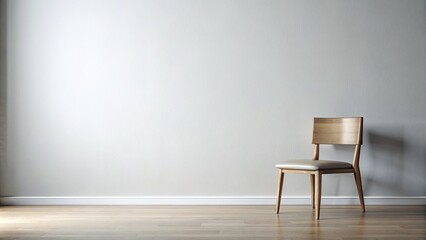 Wall Mural - Wooden chair in empty room with white wall