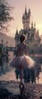 Ballet by a charming devil, fantasy castle, twilight ambiance, closeup