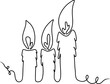 Continuous line drawing of Burning wax or candle. Vector illustration
