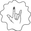 Continuous line drawing of I love you in sign language. Vector illustration