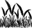 Continuous line drawing of flower grass with leaves. Vector illustration