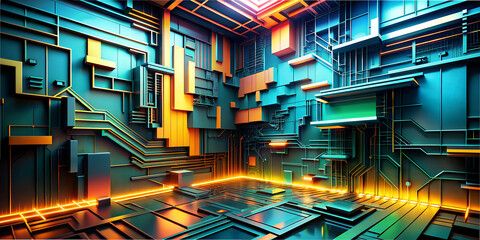 Poster - abstraction, 3D, design, figures wallpaper, art. texture, geometry, style, idea, , generated by AI, texture, color shapes,