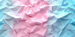 Romantic Pink and Blue Crumpled Paper Background with Love and Happiness Words Written on It