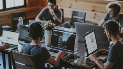 Poster - Team of Developers Working in a Modern Office Setting