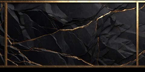 Wall Mural - Gold border on a dark background, offering space for text.