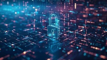 Poster - Digital Security Concept Depicted With Padlock and Circuitry