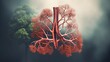 A 3D rendering of the human lungs, showcasing the bronchial tree and alveoli, ideal for respiratory health studies