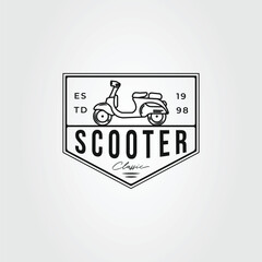 Wall Mural - Italian scooter or classic motorcycle line art logo vector illustration design