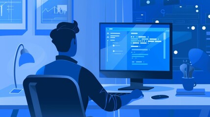 Poster - Person Working at Desk With Computer