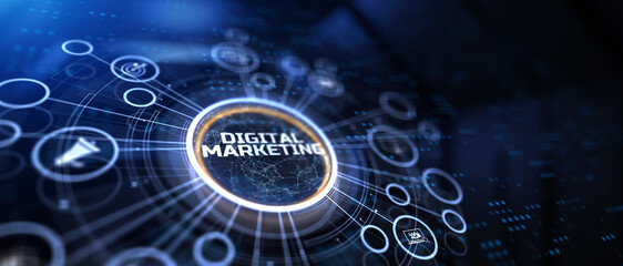 Wall Mural - Digital marketing strategy online advertising internet technology concept.