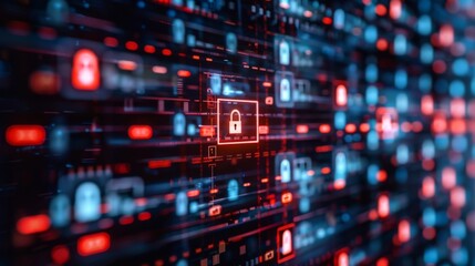 Poster - Security Lock Screen With Red and Blue Lights