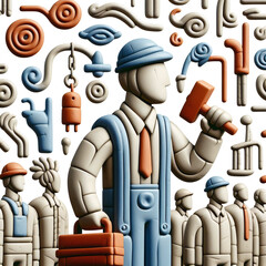 Wall Mural - abstract working people