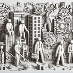 Wall Mural - abstract working people