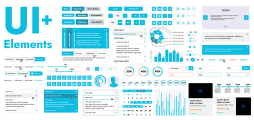 Wall Mural - a set of modern web interface elements designed for the development and design of websites and mobil