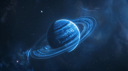 Wall Mural - Planets on blue background, outer space galaxy science fiction background