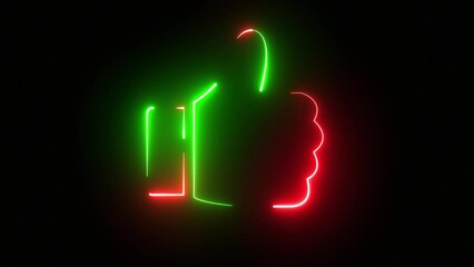 Poster - like icon Animated  with a glowing neon. Bright neon pink like sign on black background