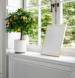 Fototapeta Panele - Cozy home interior with frame mockup, 3d render