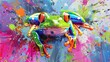 Playful frog amid splashes of color