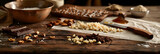 Fototapeta  - Captivating Preparation of Nutty Caramel and Chocolate Bar Recipe - An Irresistible Sweet Temptation