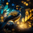 kolorowy bajkowy ptak szkło złoto kolor ilustracja