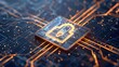 Secure Cybersecurity Digital Lock Circuit Board Pattern for Tech Conference Branding