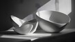 © pkproject - Minimalist Monochrome Clay Sculptures with Intertwining Curved Forms and Dramatic Lighting