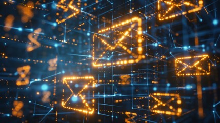 Poster - Digital Network of Email Icons in Cyberspace