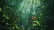 Musical rainforest with instrumentlike plants, symphonic ecosystem