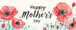 Happy Mother's Day banner with watercolor poppies.